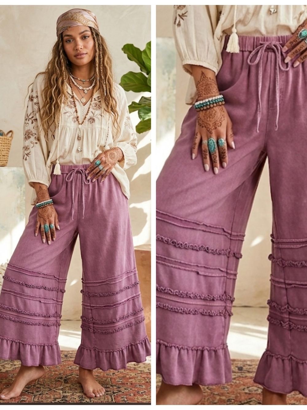 Boho Ruffle Bloomer Pants